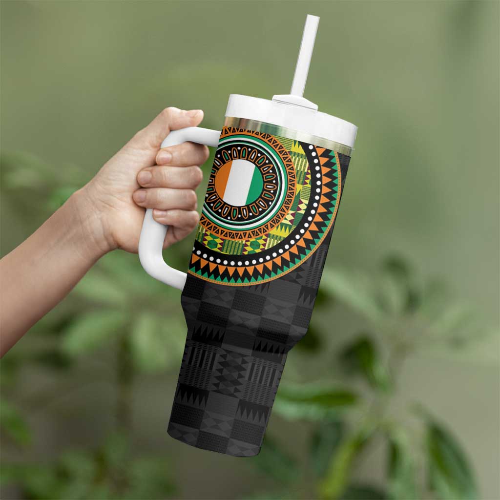 Ivory Coast Tumbler With Handle African Tribal Pattern