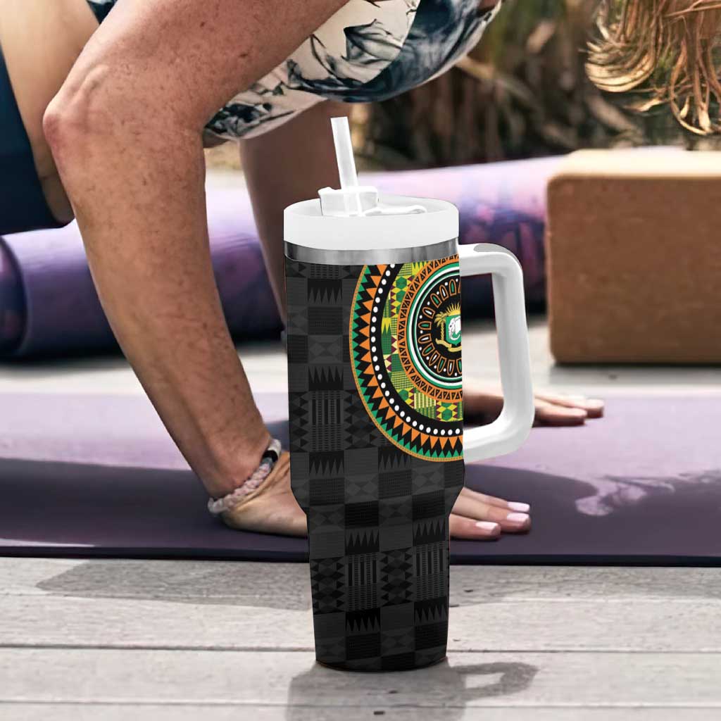 Ivory Coast Tumbler With Handle African Tribal Pattern
