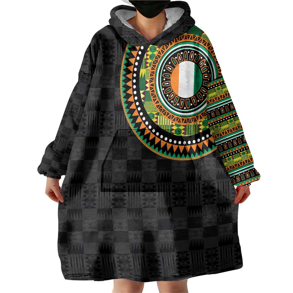 Ivory Coast Wearable Blanket Hoodie African Tribal Pattern