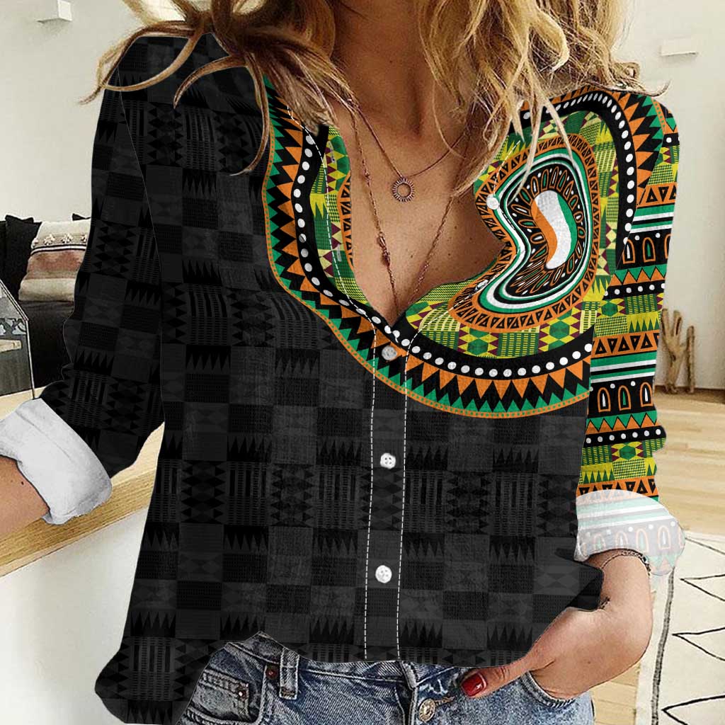 Ivory Coast Women Casual Shirt African Tribal Pattern