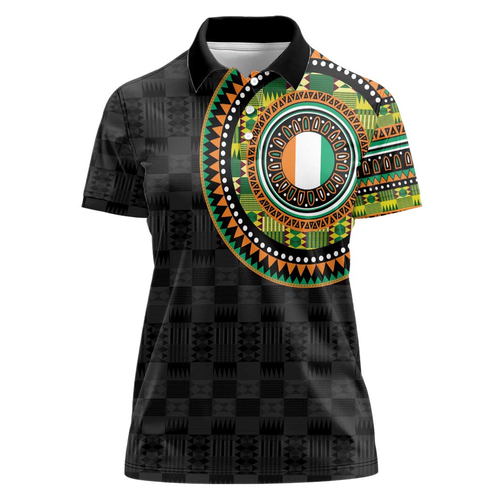 Ivory Coast Women Polo Shirt African Tribal Pattern