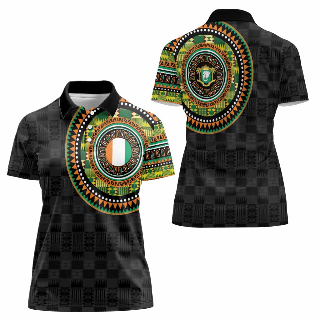 Ivory Coast Women Polo Shirt African Tribal Pattern