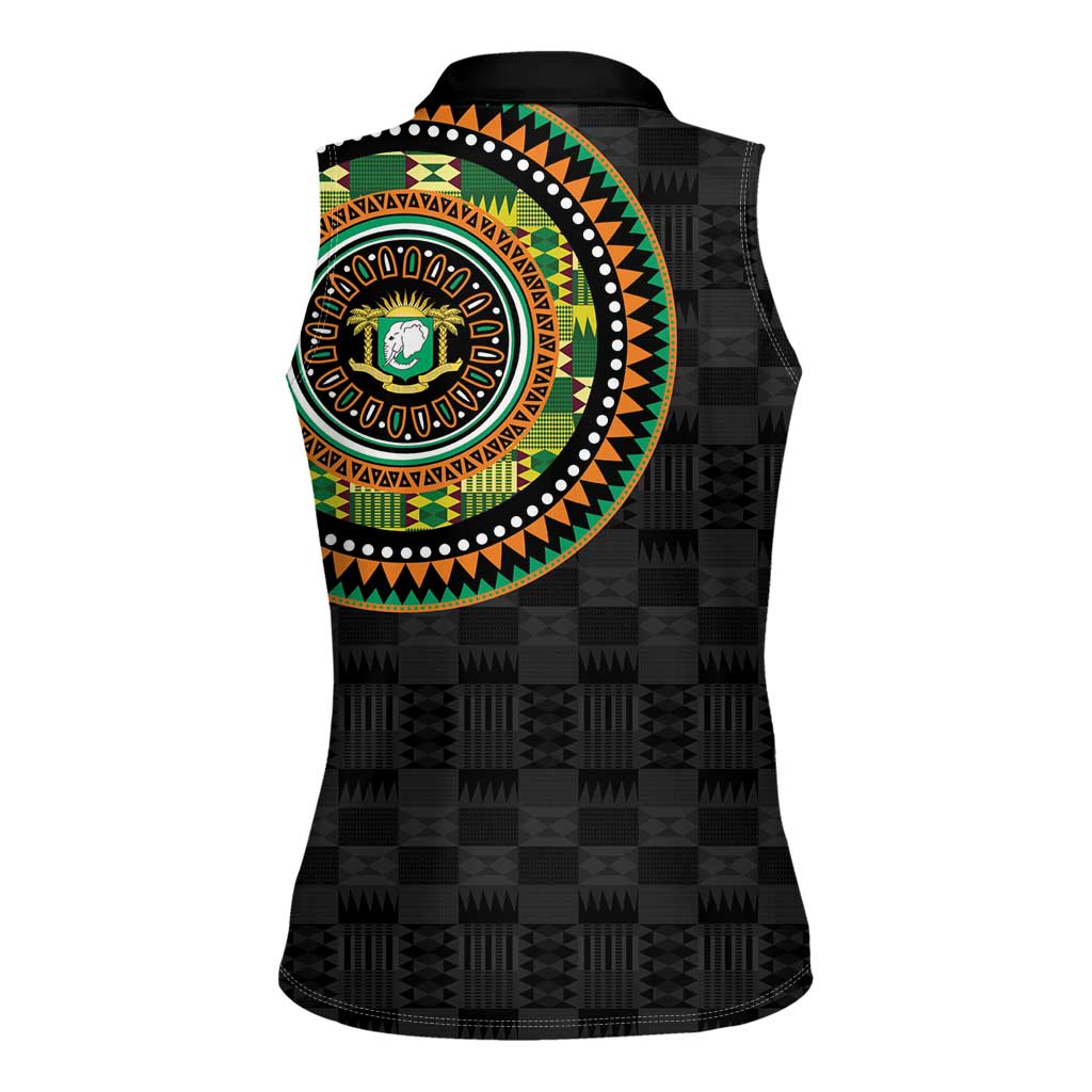 Ivory Coast Women Sleeveless Polo Shirt African Tribal Pattern