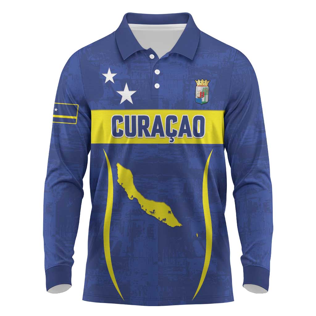 Custom Curacao Football 2026 Long Sleeve Polo Shirt Road to Glory