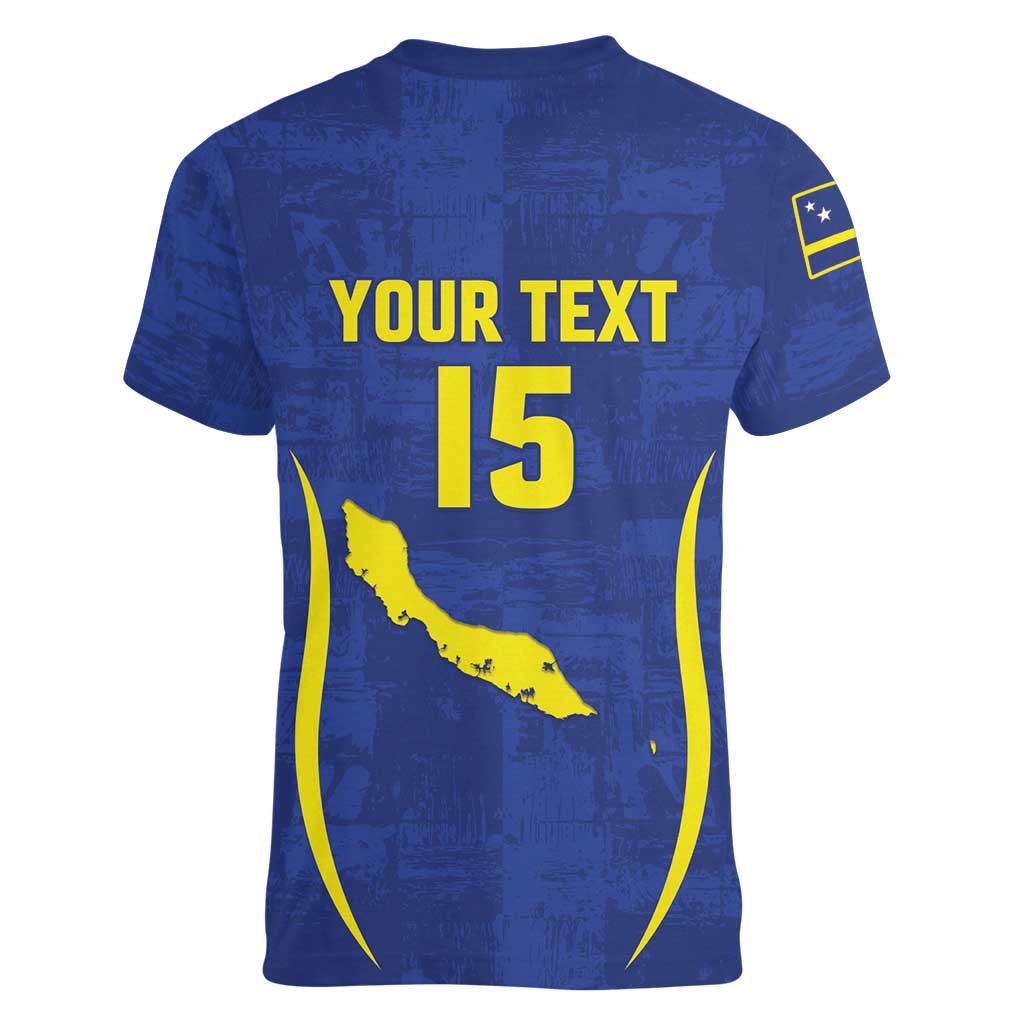 Custom Curacao Football 2026 Women V-Neck T-Shirt Road to Glory