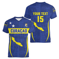 Custom Curacao Football 2026 Women V-Neck T-Shirt Road to Glory