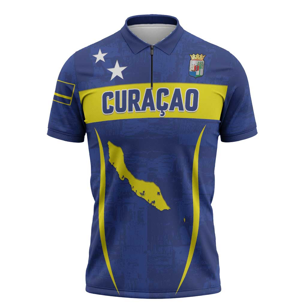 Custom Curacao Football 2026 Zipper Polo Shirt Road to Glory