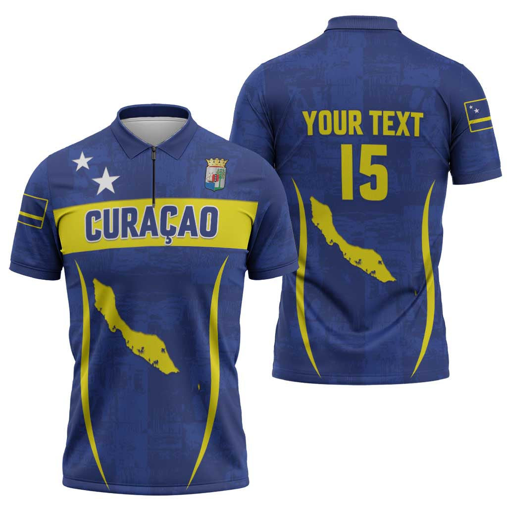 Custom Curacao Football 2026 Zipper Polo Shirt Road to Glory