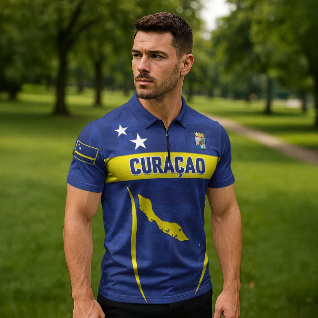 Custom Curacao Football 2026 Zipper Polo Shirt Road to Glory