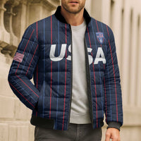 Custom USA Soccer 2026 Bomber Puffer Jacket Stars and Stripes Take the Field
