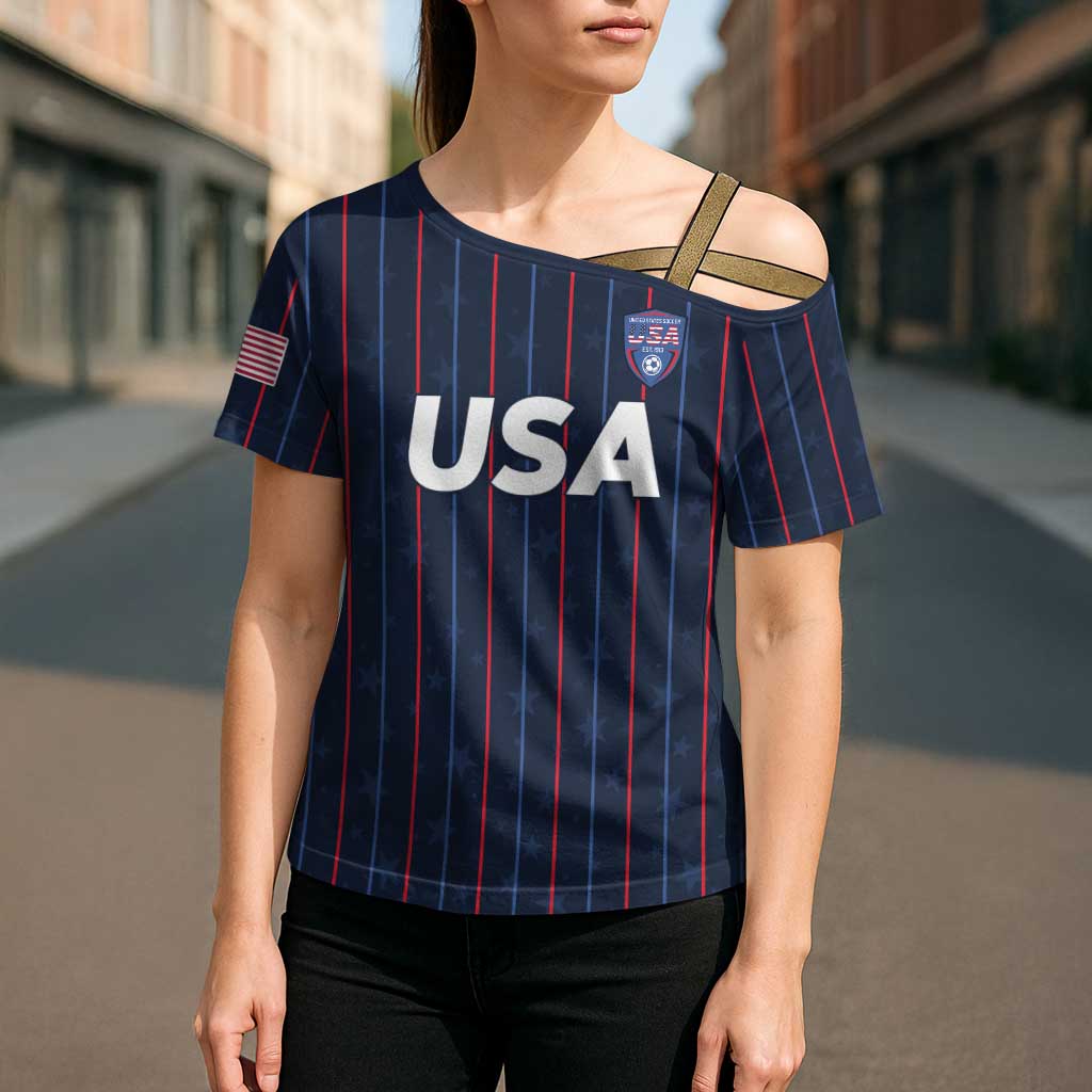 Custom USA Soccer 2026 Cross Shoulder Shirt Stars and Stripes Take the Field
