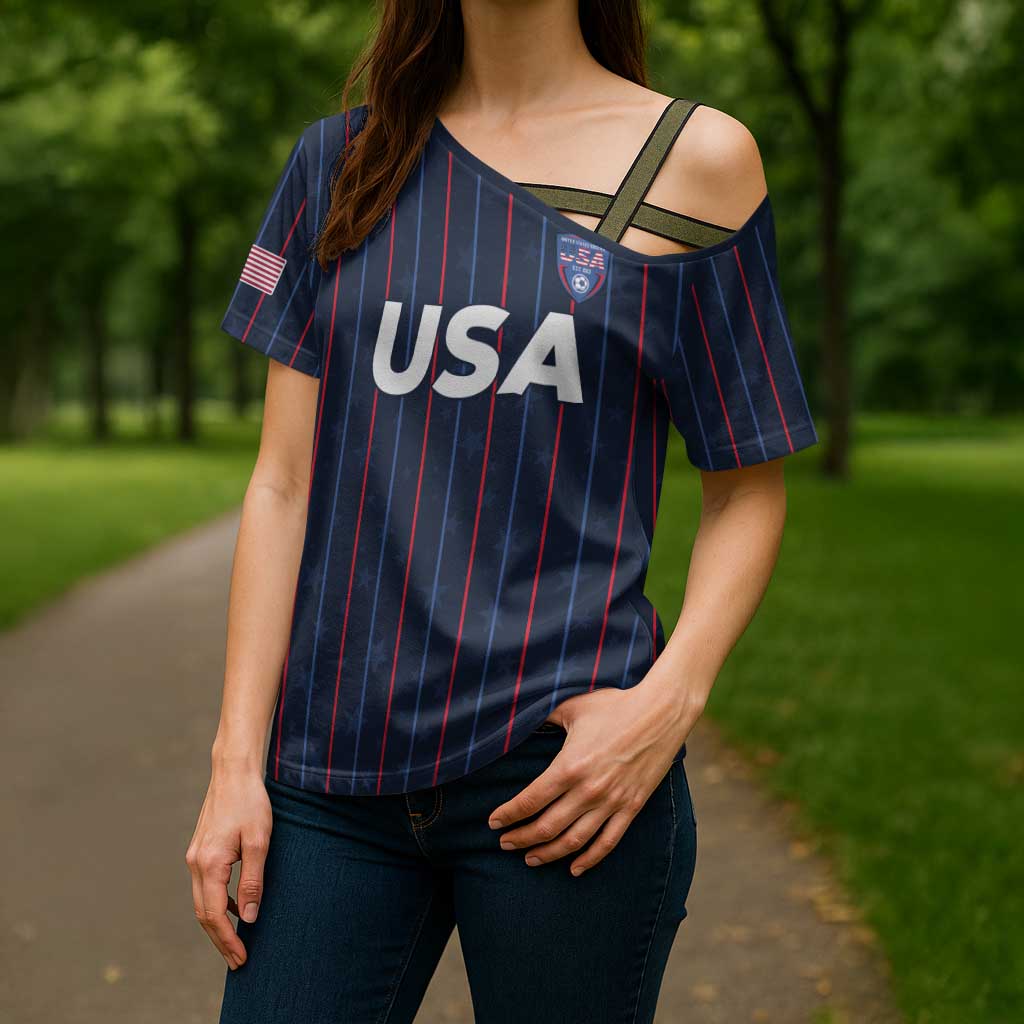 Custom USA Soccer 2026 Cross Shoulder Shirt Stars and Stripes Take the Field