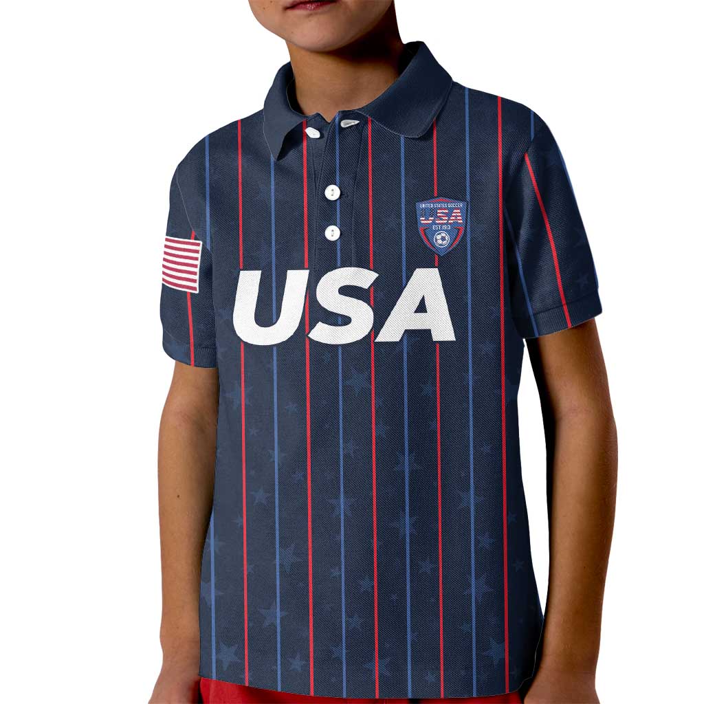 Custom USA Soccer 2026 Kid Polo Shirt Stars and Stripes Take the Field
