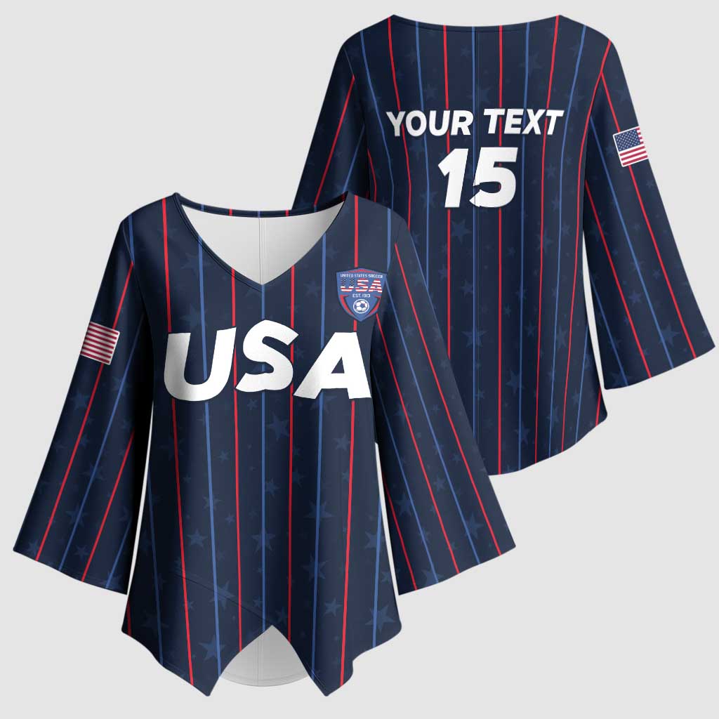 Custom USA Soccer 2026 Kimono Sleeve Blouse Stars and Stripes Take the Field