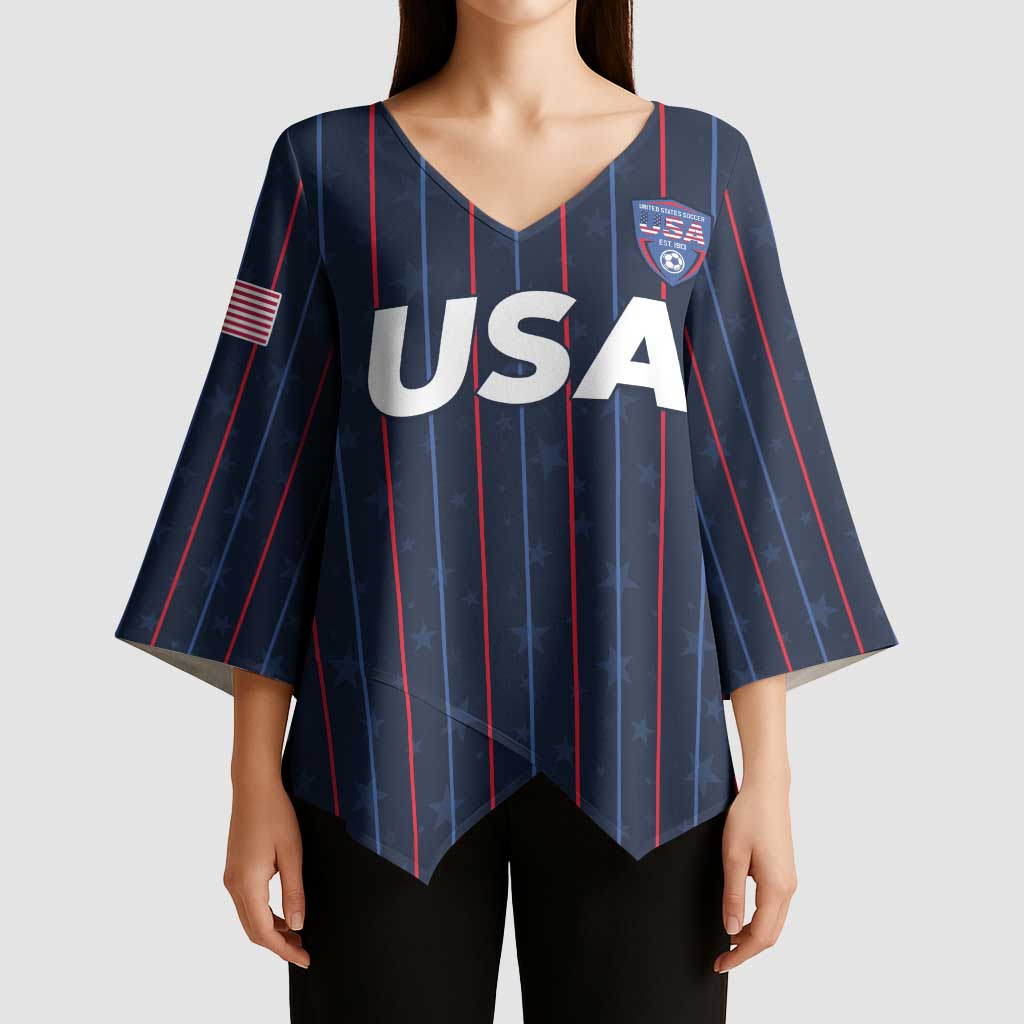 Custom USA Soccer 2026 Kimono Sleeve Blouse Stars and Stripes Take the Field