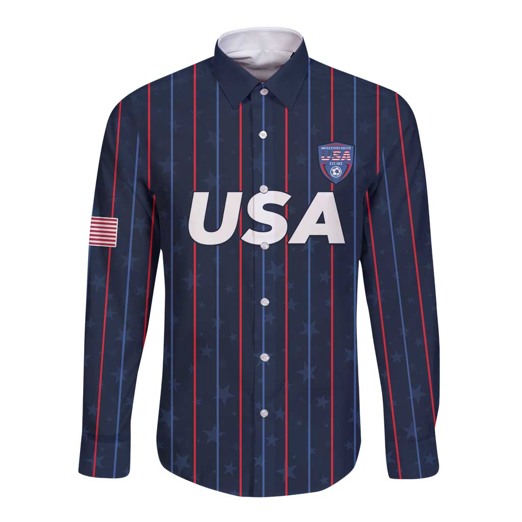 Custom USA Soccer 2026 Long Sleeve Button Shirt Stars and Stripes Take the Field