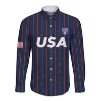 Custom USA Soccer 2026 Long Sleeve Button Shirt Stars and Stripes Take the Field