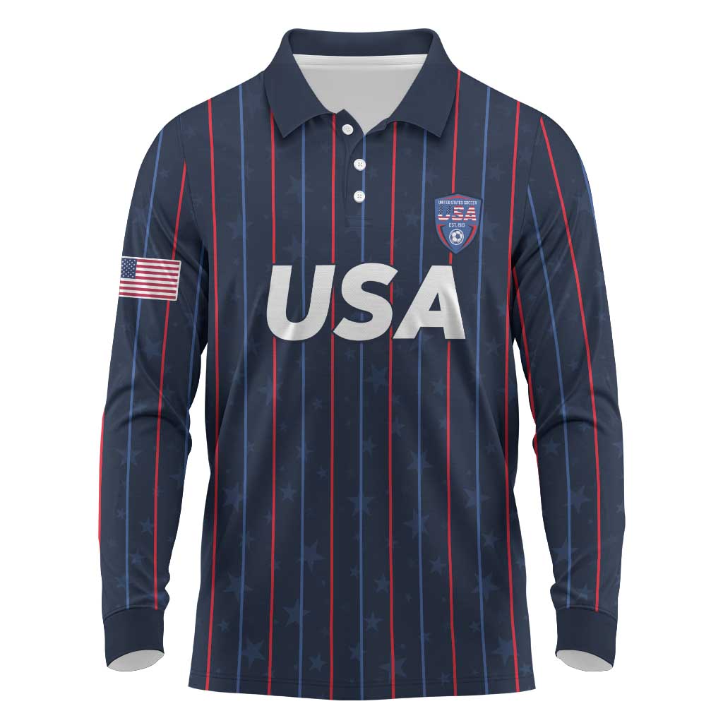 Custom USA Soccer 2026 Long Sleeve Polo Shirt Stars and Stripes Take the Field