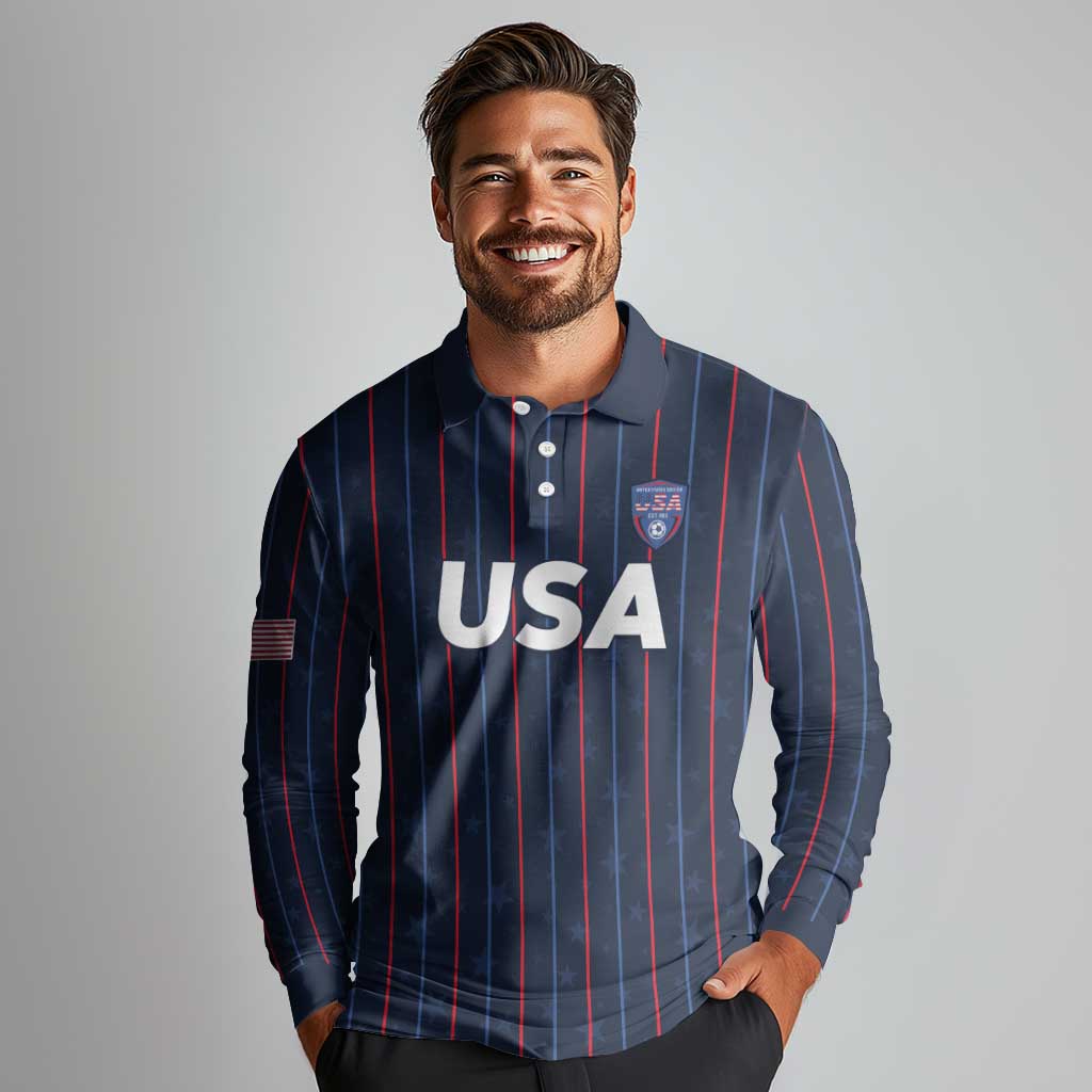 Custom USA Soccer 2026 Long Sleeve Polo Shirt Stars and Stripes Take the Field