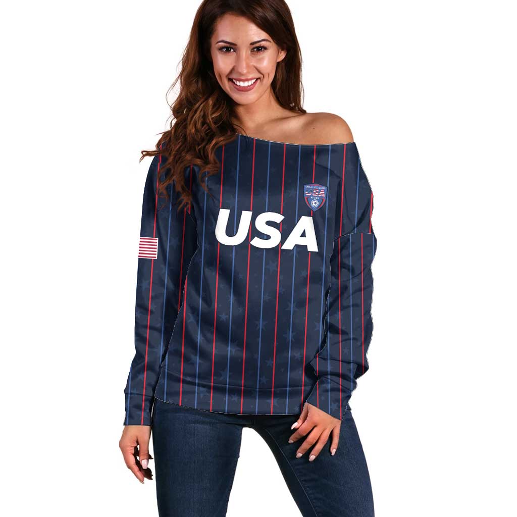 Custom USA Soccer 2026 Off Shoulder Sweater Stars and Stripes Take the Field