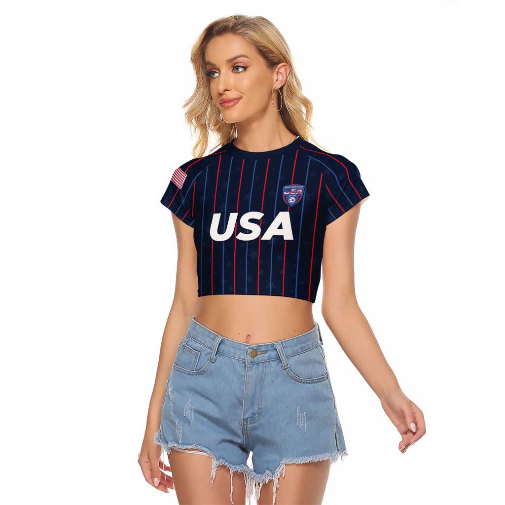 Custom USA Soccer 2026 Raglan Cropped T Shirt Stars and Stripes Take the Field