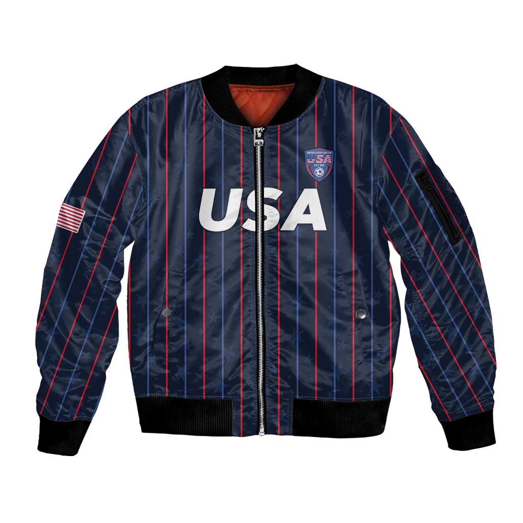 Custom USA Soccer 2026 Sleeve Zip Bomber Jacket Stars and Stripes Take the Field