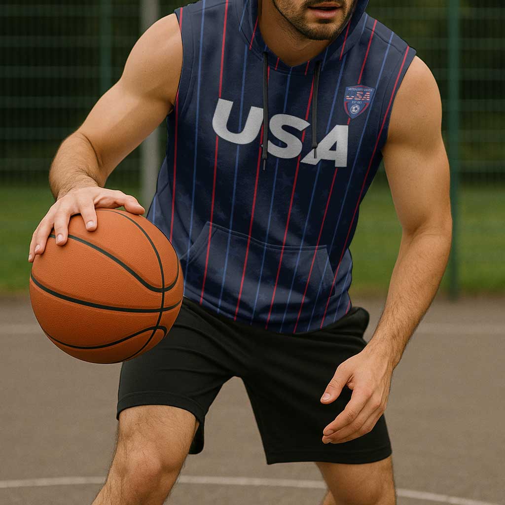 Custom USA Soccer 2026 Sleeveless Hoodie Stars and Stripes Take the Field