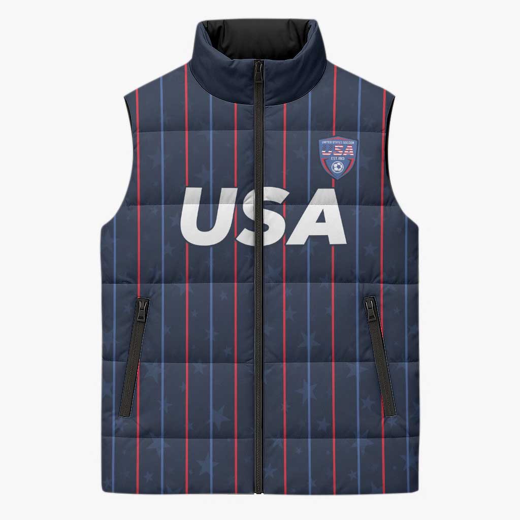 Custom USA Soccer 2026 Sleeveless Puffer Jacket Stars and Stripes Take the Field