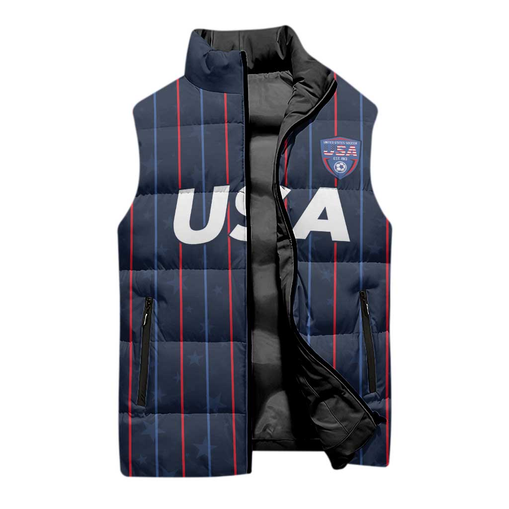 Custom USA Soccer 2026 Sleeveless Puffer Jacket Stars and Stripes Take the Field