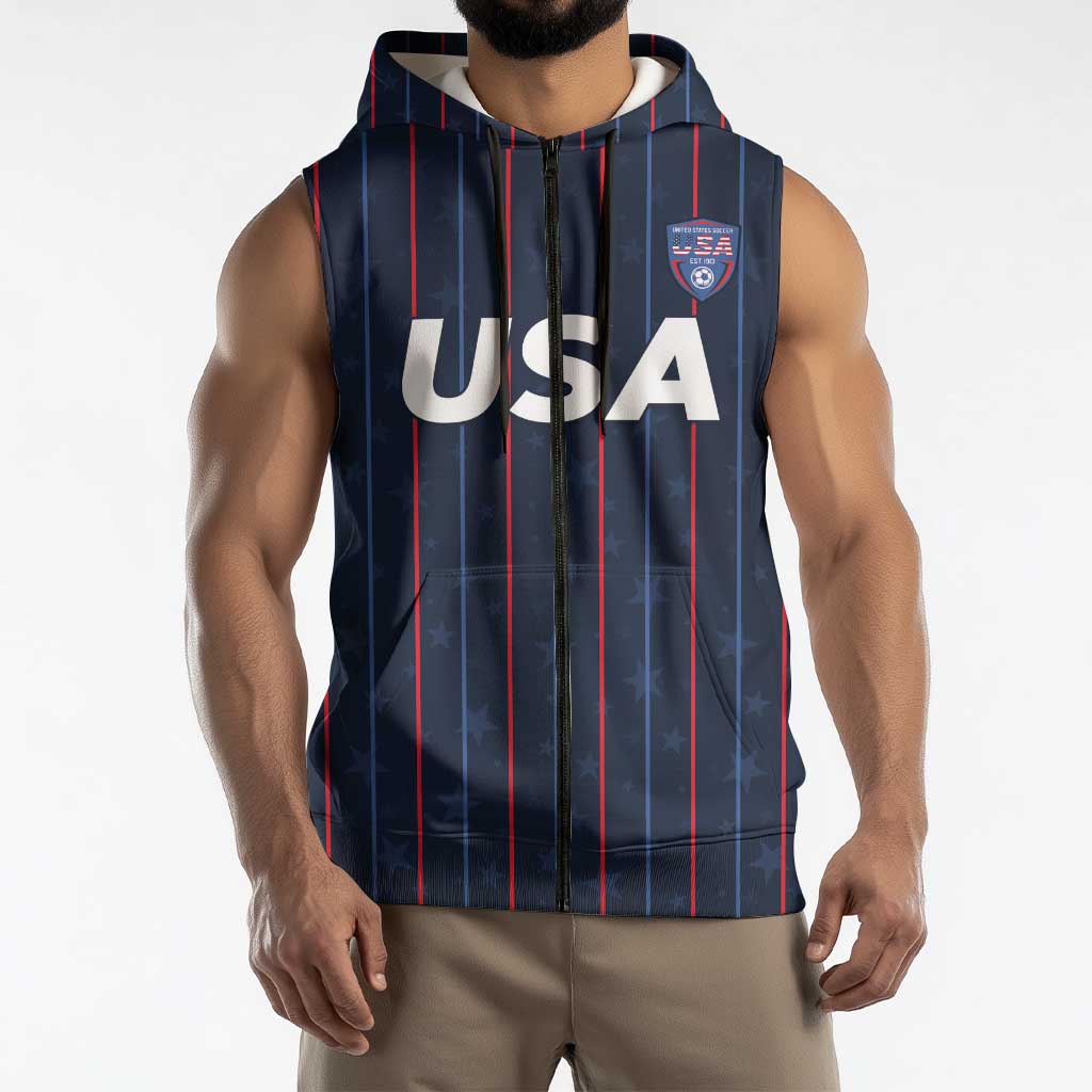 Custom USA Soccer 2026 Sleeveless Zip Hoodie Stars and Stripes Take the Field
