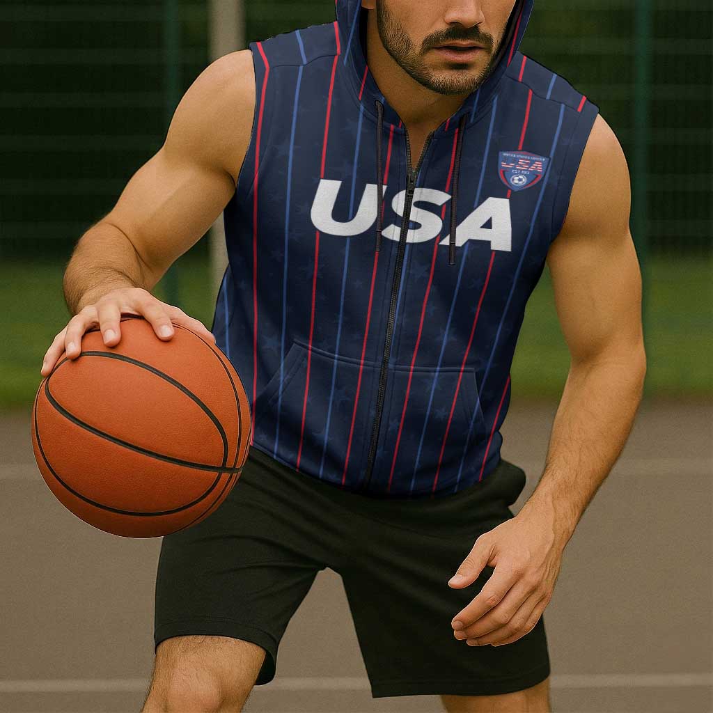 Custom USA Soccer 2026 Sleeveless Zip Hoodie Stars and Stripes Take the Field