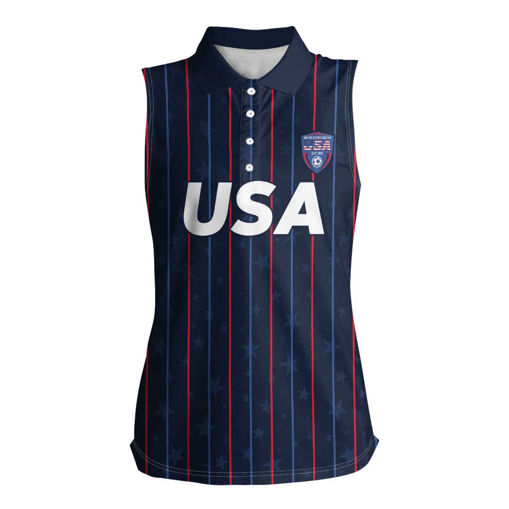Custom USA Soccer 2026 Women Sleeveless Polo Shirt Stars and Stripes Take the Field