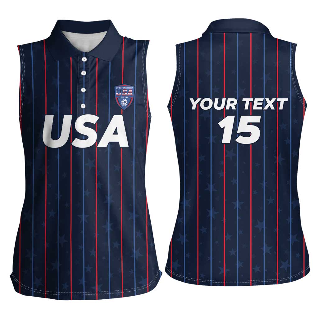 Custom USA Soccer 2026 Women Sleeveless Polo Shirt Stars and Stripes Take the Field