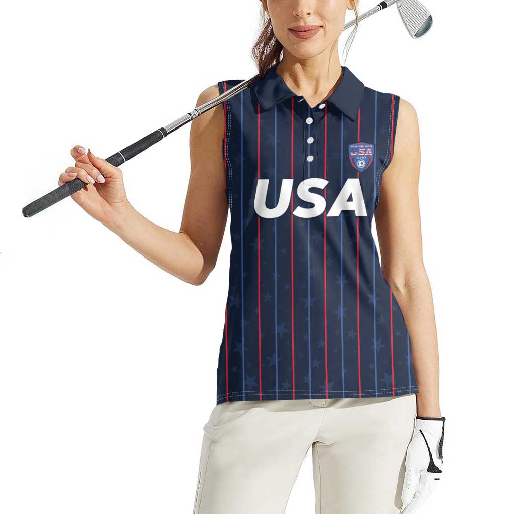 Custom USA Soccer 2026 Women Sleeveless Polo Shirt Stars and Stripes Take the Field