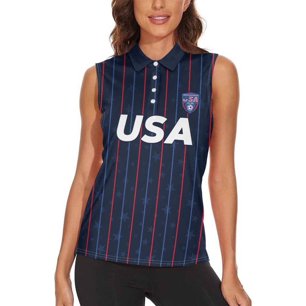 Custom USA Soccer 2026 Women Sleeveless Polo Shirt Stars and Stripes Take the Field