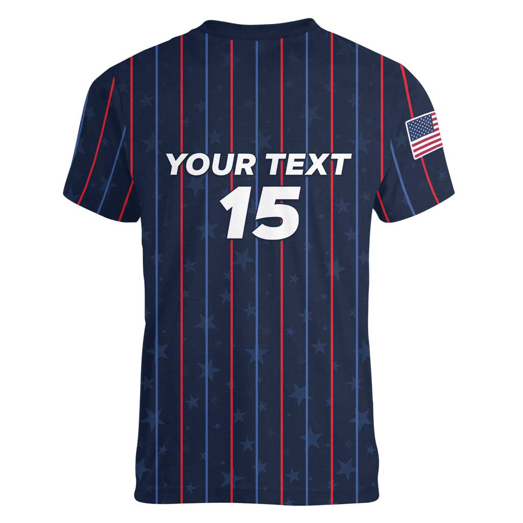 Custom USA Soccer 2026 Women V-Neck T-Shirt Stars and Stripes Take the Field