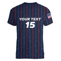 Custom USA Soccer 2026 Women V-Neck T-Shirt Stars and Stripes Take the Field