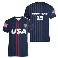 Custom USA Soccer 2026 Women V-Neck T-Shirt Stars and Stripes Take the Field