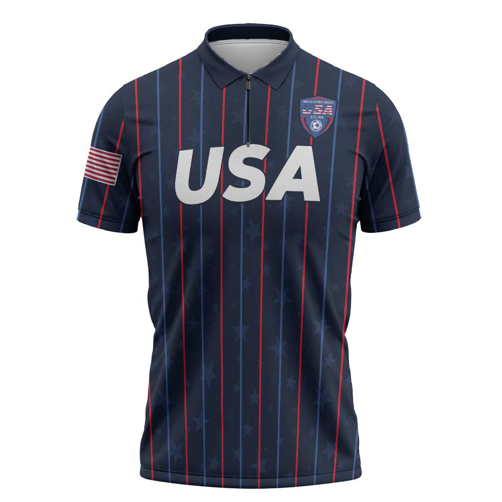 Custom USA Soccer 2026 Zipper Polo Shirt Stars and Stripes Take the Field
