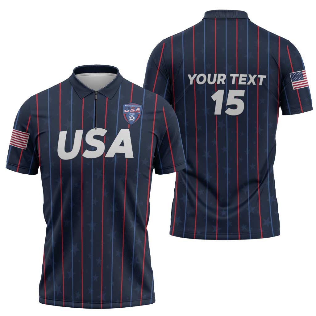 Custom USA Soccer 2026 Zipper Polo Shirt Stars and Stripes Take the Field