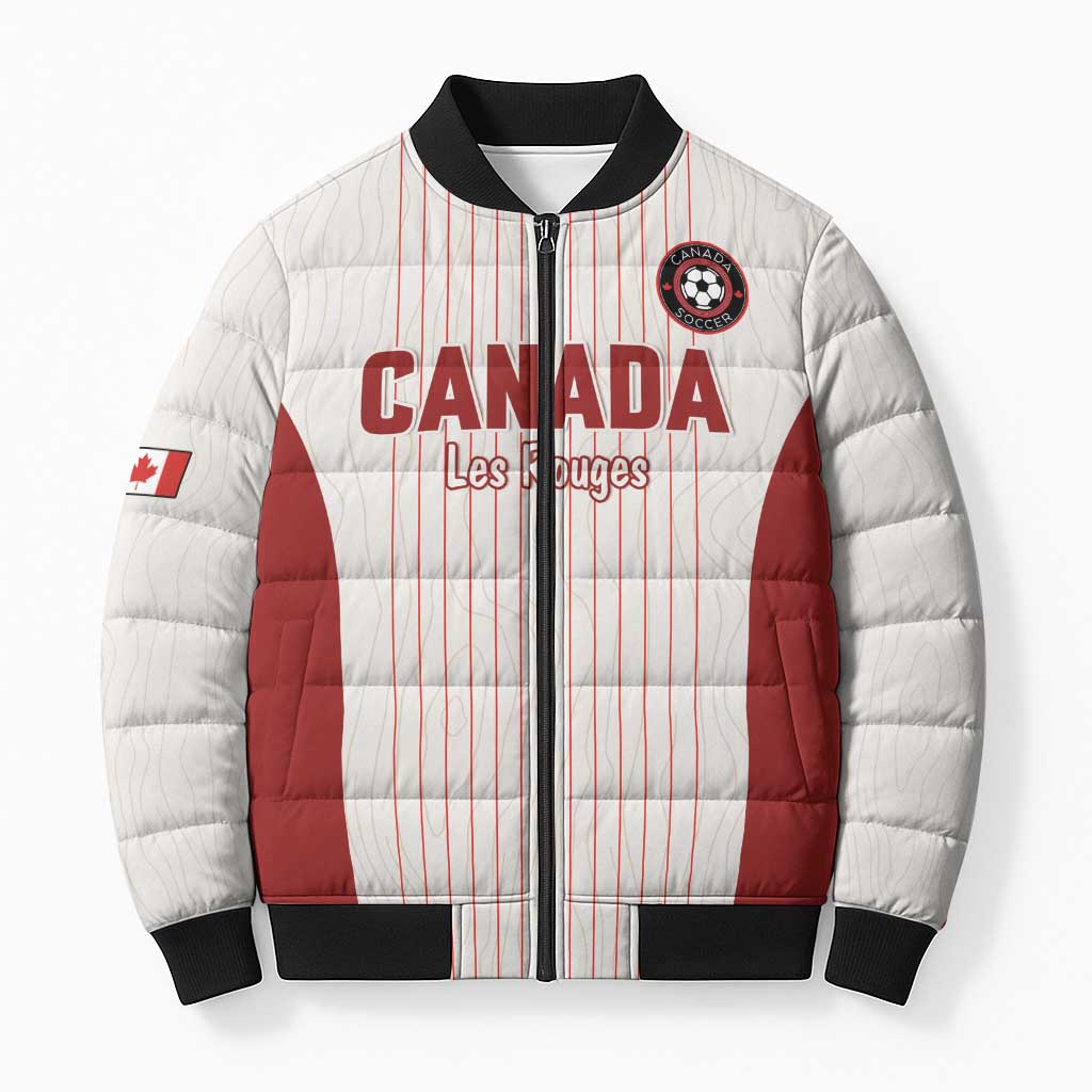 Custom Canada Soccer 2026 Bomber Puffer Jacket True North Takes the Pitch - White