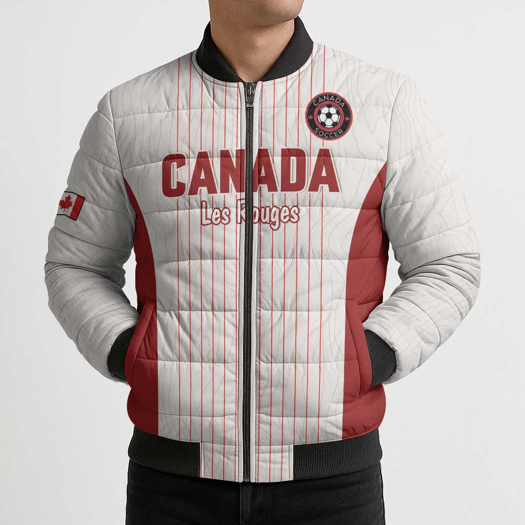 Custom Canada Soccer 2026 Bomber Puffer Jacket True North Takes the Pitch - White