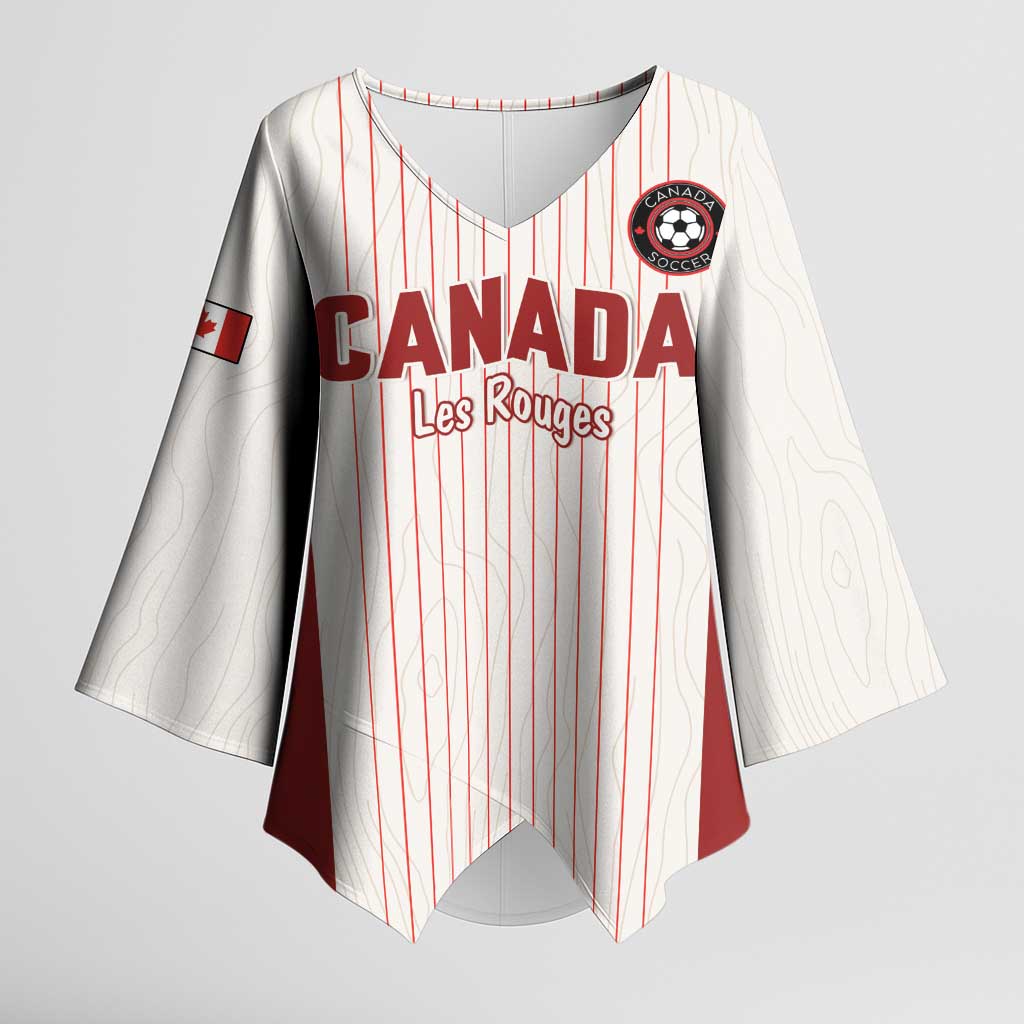 Custom Canada Soccer 2026 Kimono Sleeve Blouse True North Takes the Pitch - White