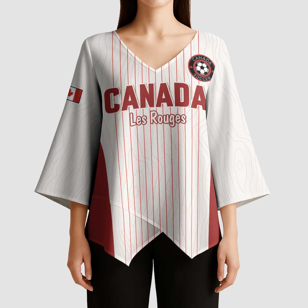 Custom Canada Soccer 2026 Kimono Sleeve Blouse True North Takes the Pitch - White