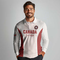 Custom Canada Soccer 2026 Long Sleeve Polo Shirt True North Takes the Pitch - White