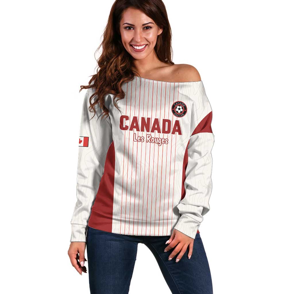 Custom Canada Soccer 2026 Off Shoulder Sweater True North Takes the Pitch - White
