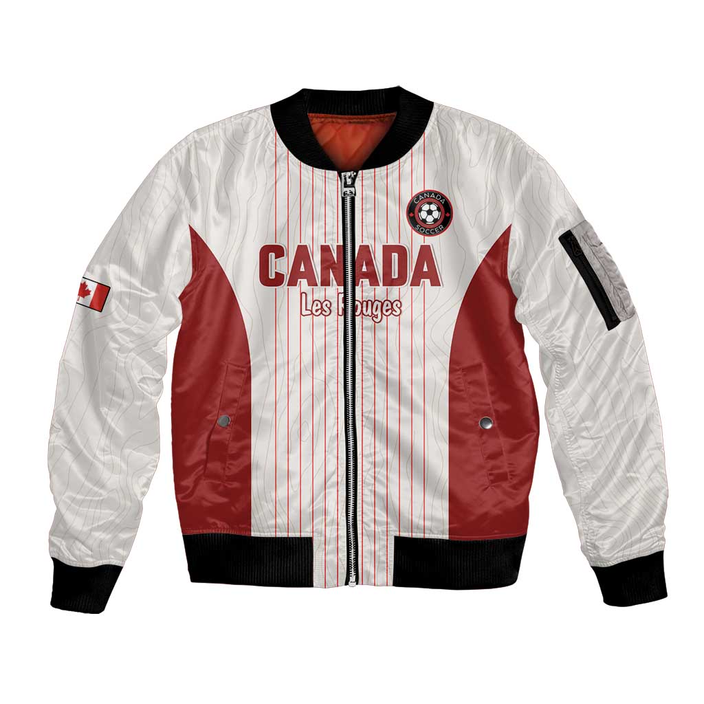 Custom Canada Soccer 2026 Sleeve Zip Bomber Jacket True North Takes the Pitch - White