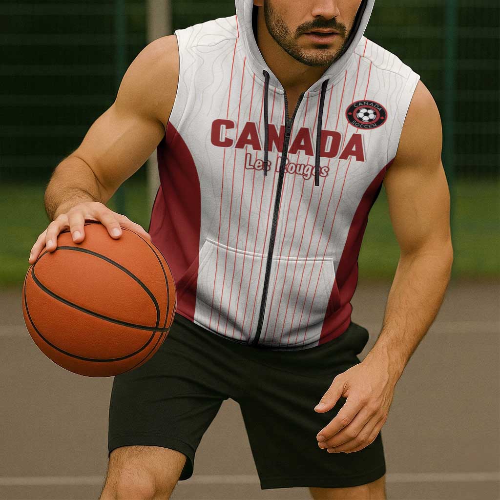 Custom Canada Soccer 2026 Sleeveless Zip Hoodie True North Takes the Pitch - White
