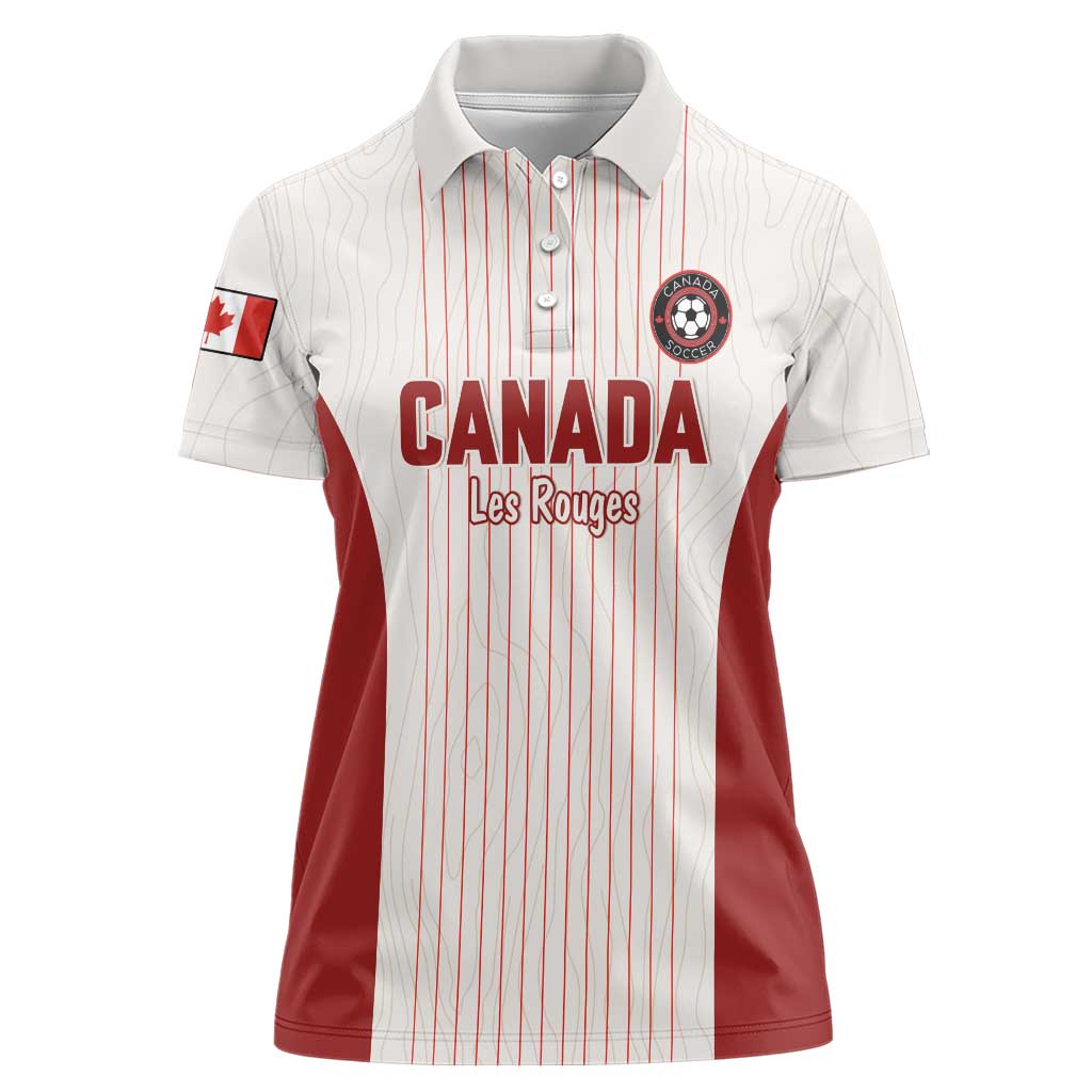 Custom Canada Soccer 2026 Women Polo Shirt True North Takes the Pitch - White