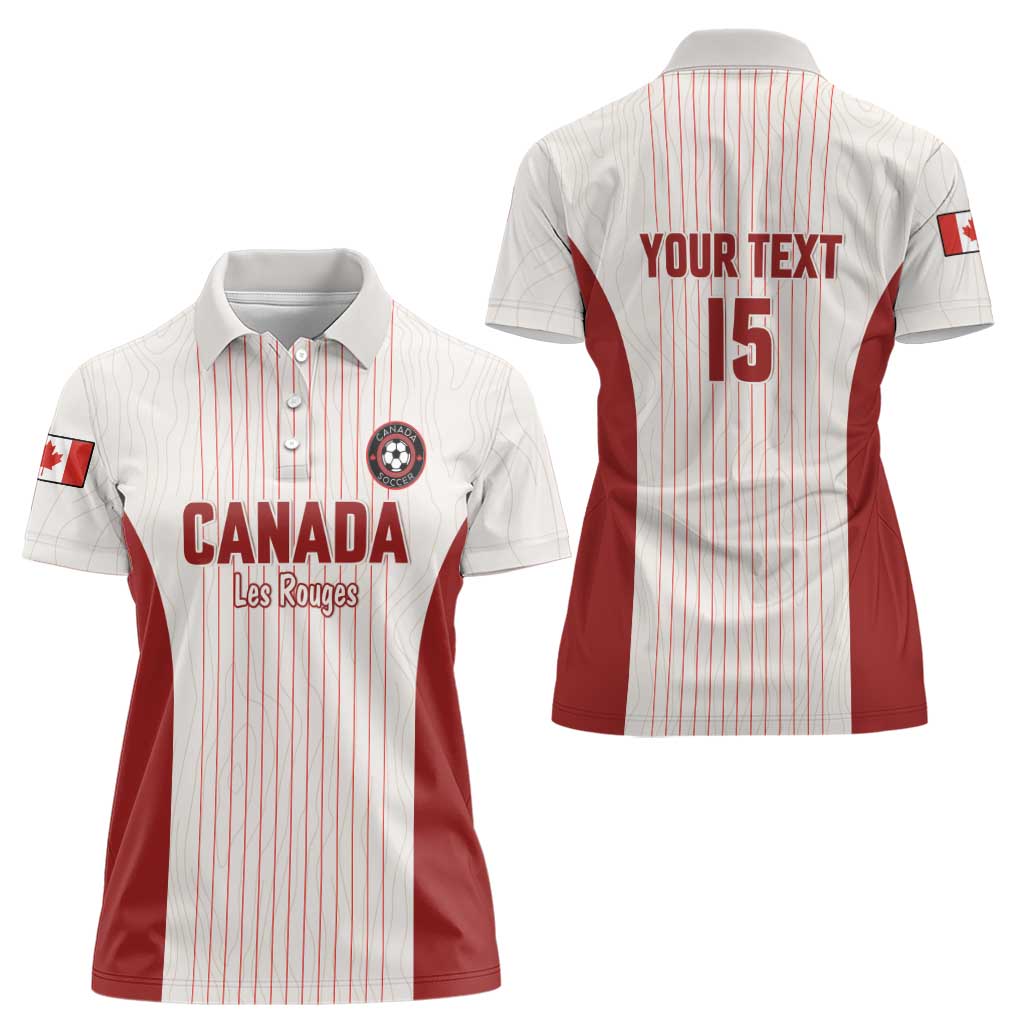 Custom Canada Soccer 2026 Women Polo Shirt True North Takes the Pitch - White